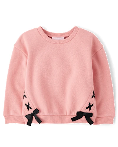 Toddler Girls Lace Up Premium Fleece Sweatshirt