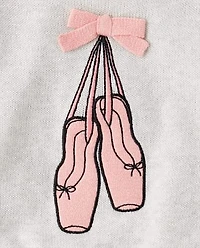 Toddler Girls Embroidered Ballet Slippers Sweater