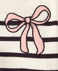 Toddler Girls Striped Sequin Bow Sweater