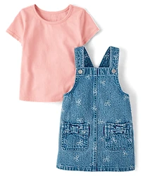 Toddler Girls Bow Skirtall 2-Piece Outfit Set