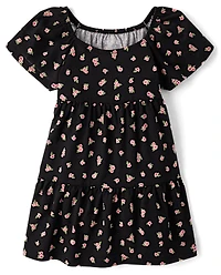 Girls Print Tiered Dress