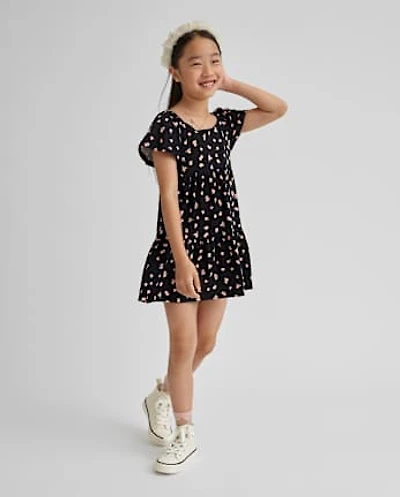 Girls Print Tiered Dress