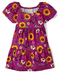 Girls Print Tiered Dress