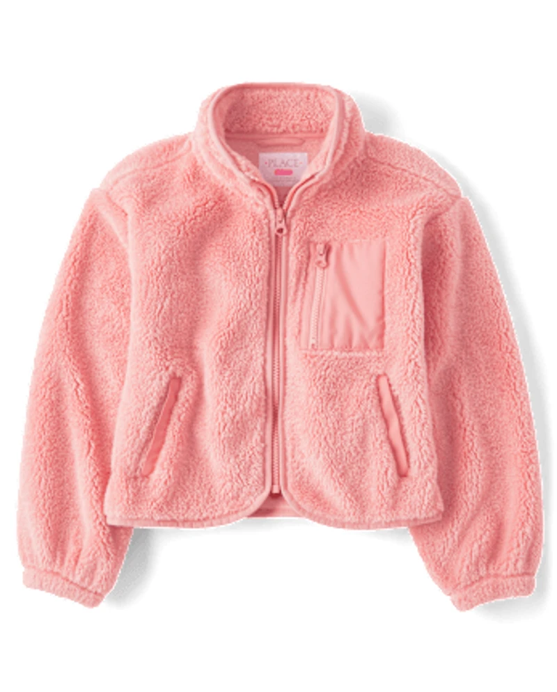 Girls Heavyweight Sherpa Zip Up Jacket
