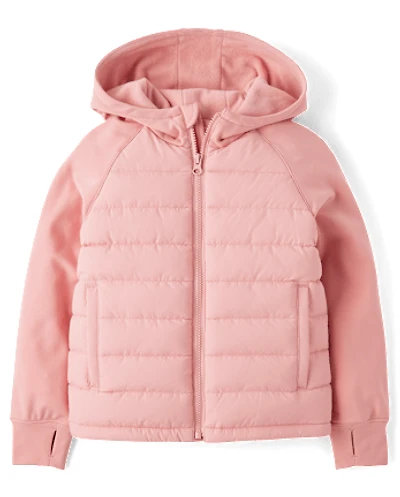 Girls Cozy Tech Microfleece Lined Puffer Jacket
