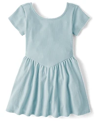 Girls Ribbed V-Waist Dress