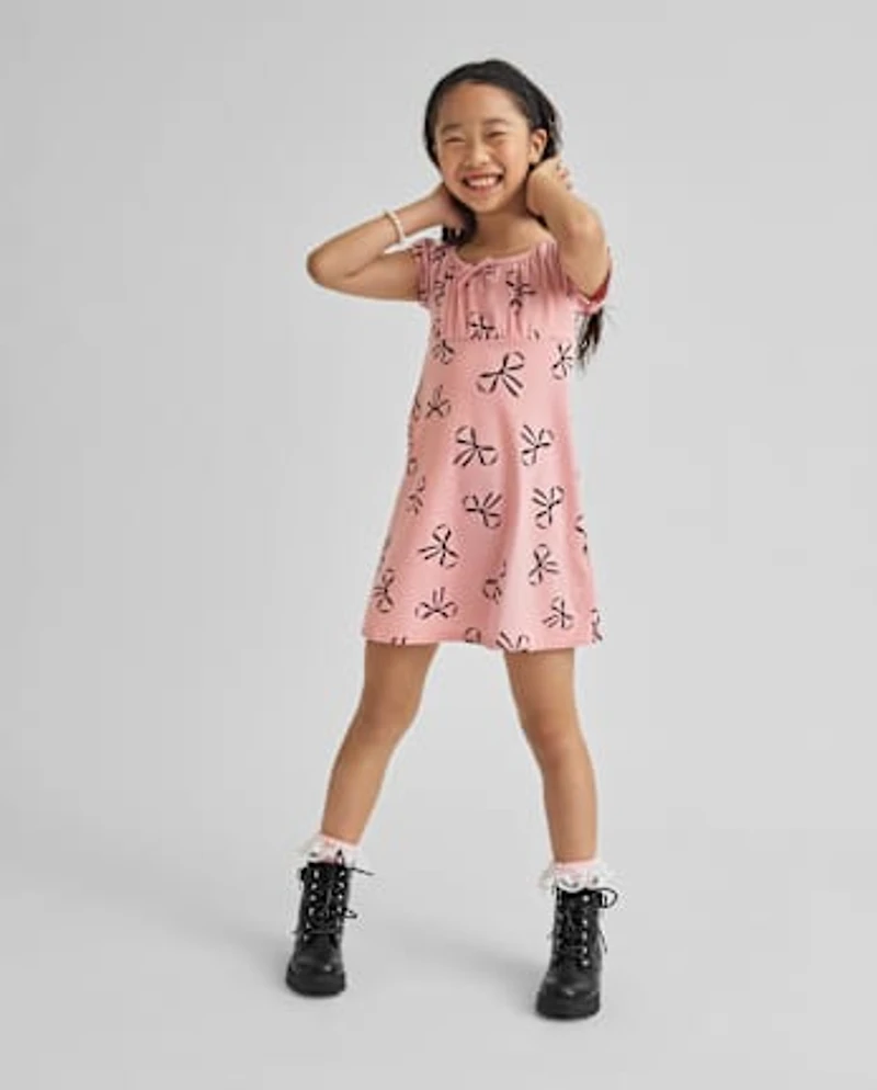 Girls Print Fit And Flare Dress