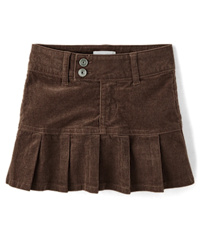 Girls Pleated Corduroy Skort