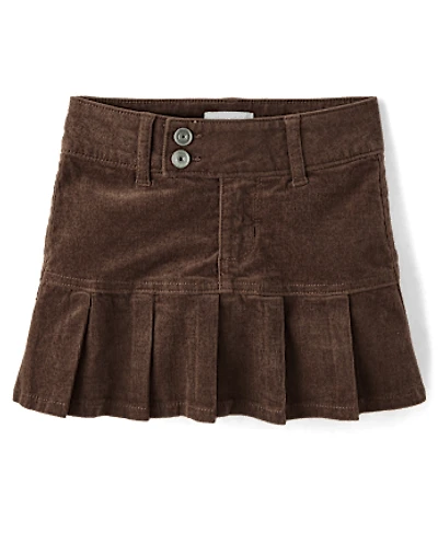 Girls Pleated Corduroy Skort