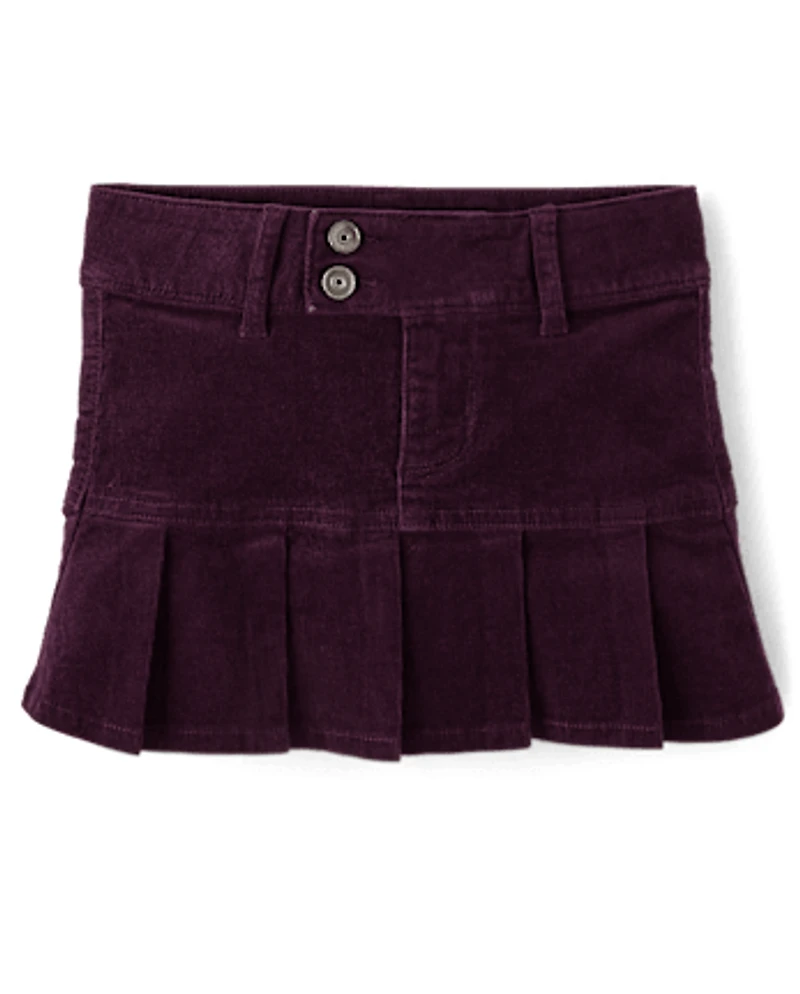 Girls Pleated Corduroy Skort