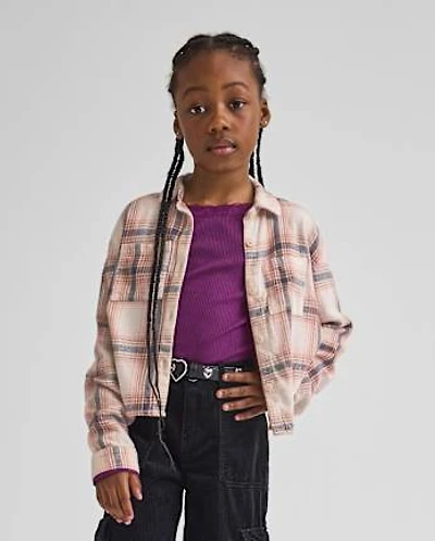 Chemise boutonnée en flanelle à carreaux pour fille