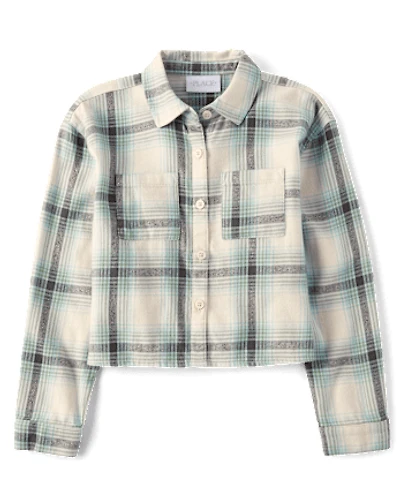 Girls Plaid Flannel Button Up Shirt