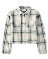 Girls Plaid Flannel Button Up Shirt