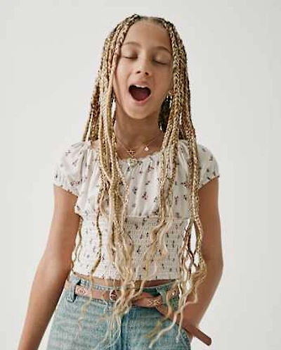 Girls Floral Smocked Top