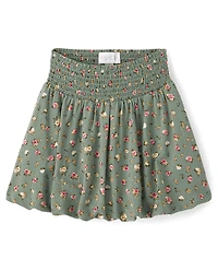 Girls Floral Smocked Bubble Skirt