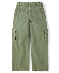 Girls Garment Dyed Baggy Cargo Jeans