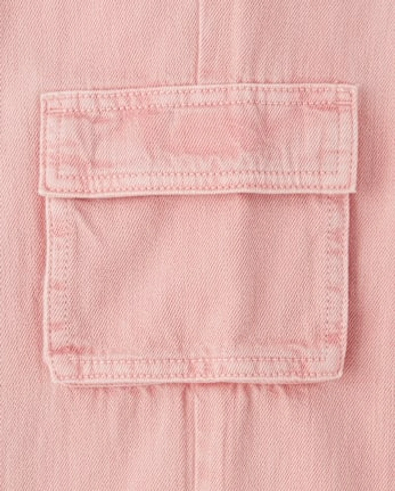 Girls Garment Dyed Baggy Cargo Jeans