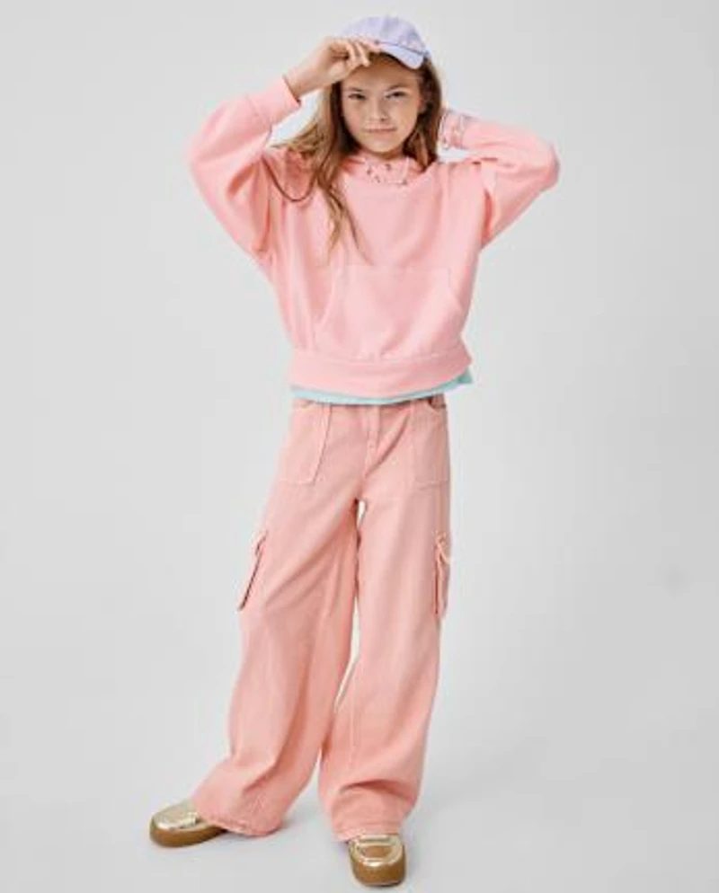 Girls Garment Dyed Baggy Cargo Jeans
