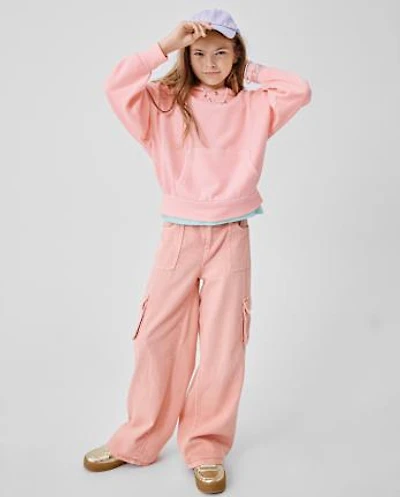 Girls Garment Dyed Baggy Cargo Jeans