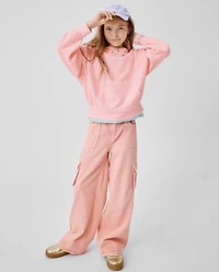 Girls Garment Dyed Baggy Cargo Jeans