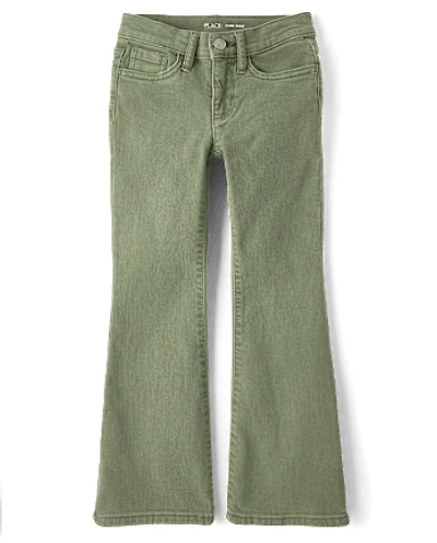Girls Garment Dyed High Rise Flare Jeans