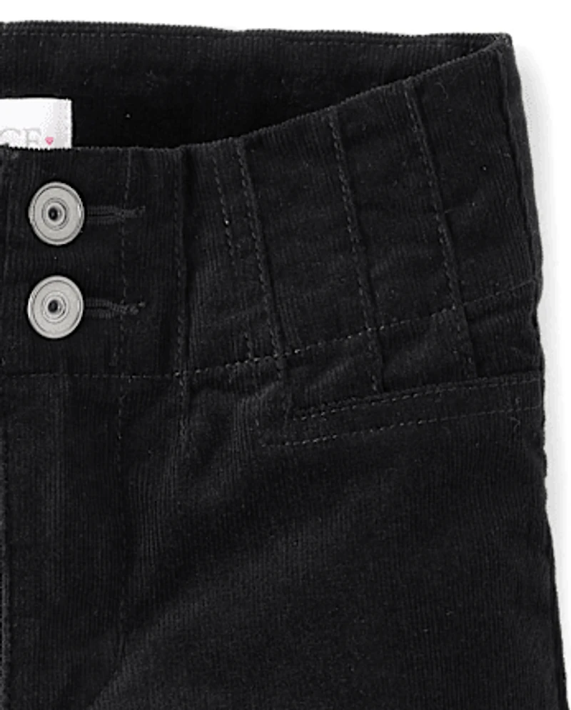 Girls Pleated Corduroy Flare Pants