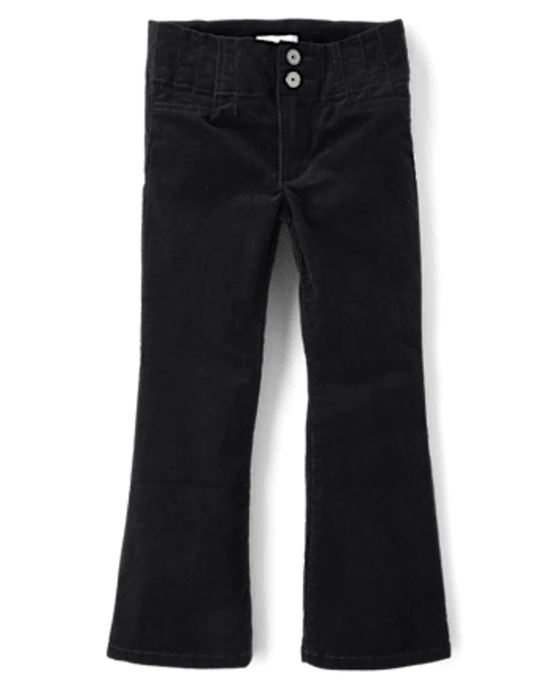 Girls Pleated Corduroy Flare Pants