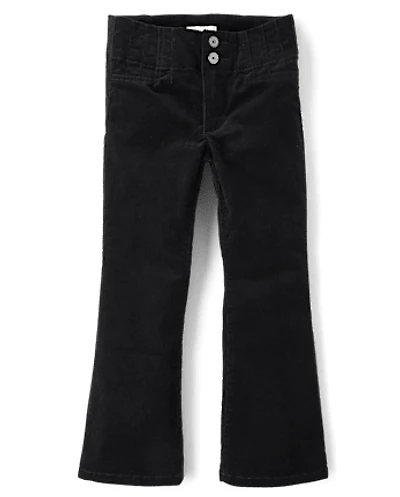 Girls Pleated Corduroy Flare Pants