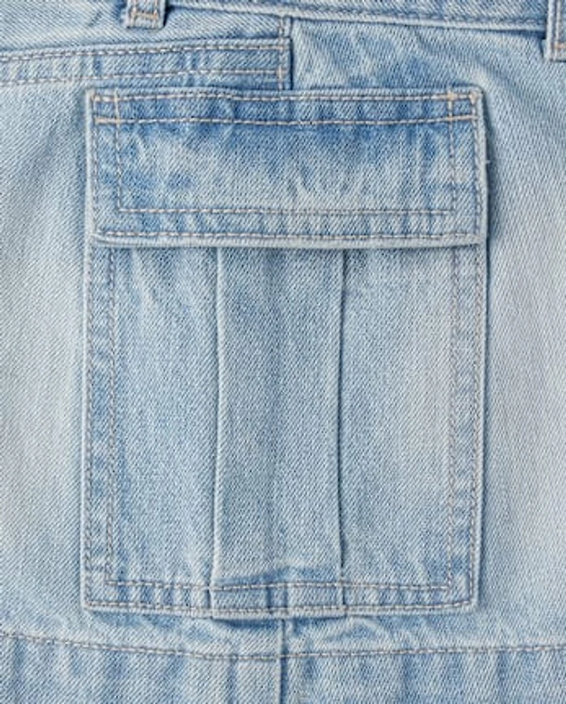 Girls Denim Cargo Skirt