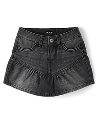 Girls Denim Ruffle Skort