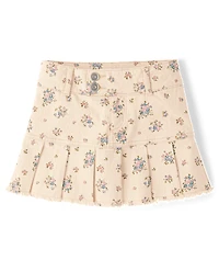 Girls Floral Pleated Skort