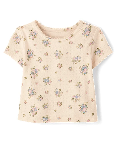Baby And Toddler Girls Floral Pointelle Tee