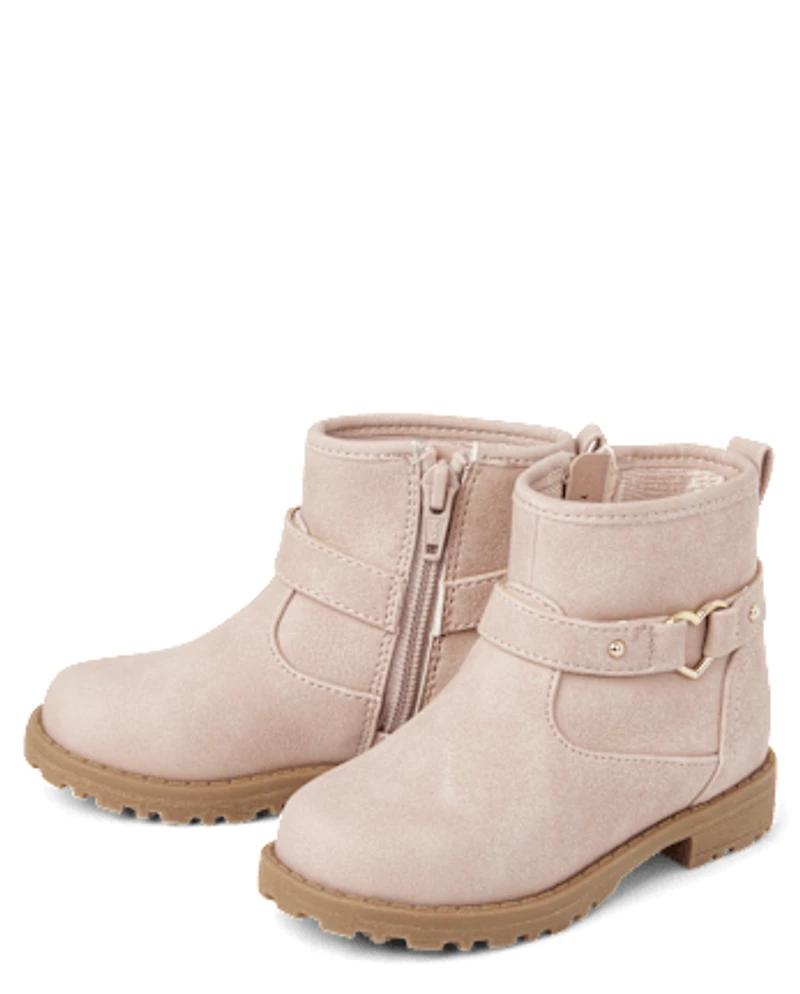 Toddler Girls Heart Moto Boots
