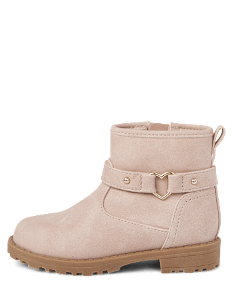 Toddler Girls Heart Moto Boots