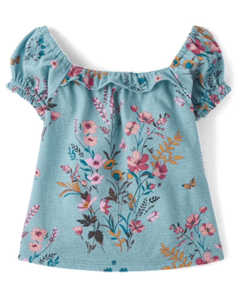Baby And Toddler Girls Floral Puff Sleeve Top