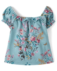 Baby And Toddler Girls Floral Puff Sleeve Top