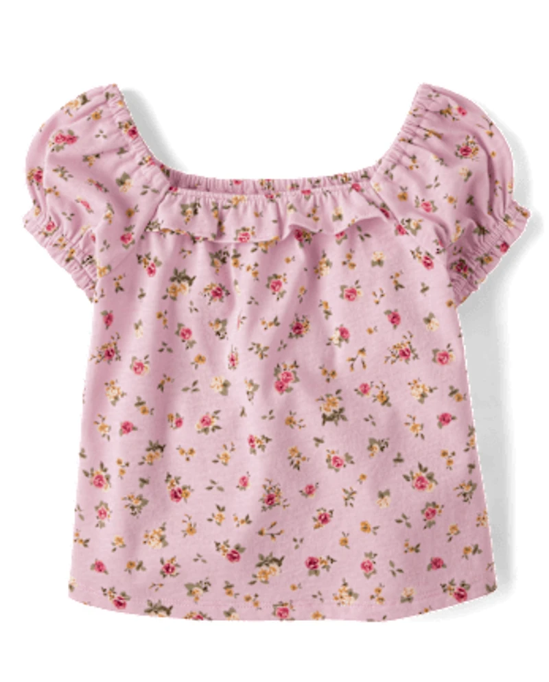 Baby And Toddler Girls Floral Puff Sleeve Top