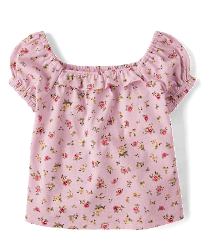 Baby And Toddler Girls Floral Puff Sleeve Top