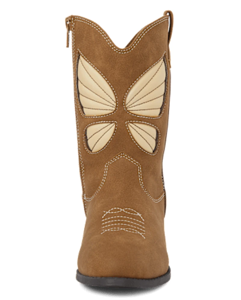 Girls Butterfly Cowgirl Boots