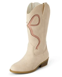 Girls Bow Tall Cowgirl Boots