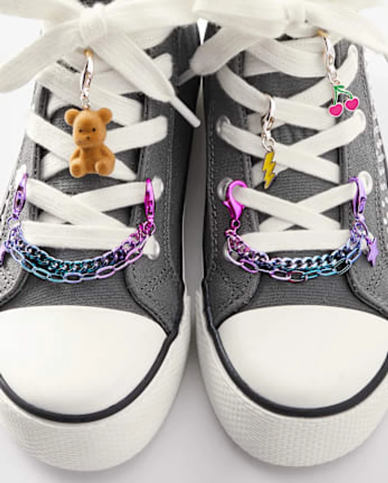 Girls Rhinestone Heart High Top Sneakers