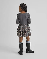 Girls Floral V-Waist Dress