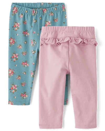 Baby Girls Floral Ruffle Leggings 2-Pack
