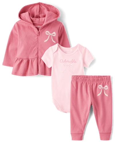 Baby Girls Bow 3-Piece Outfit Set