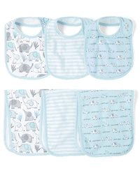 Baby Boys Elephant Bib And Burp Cloth 6-Piece Set