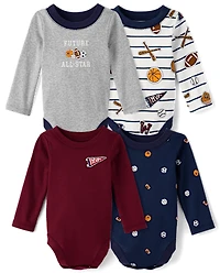 Baby Boys Sports Bodysuit 4-Pack