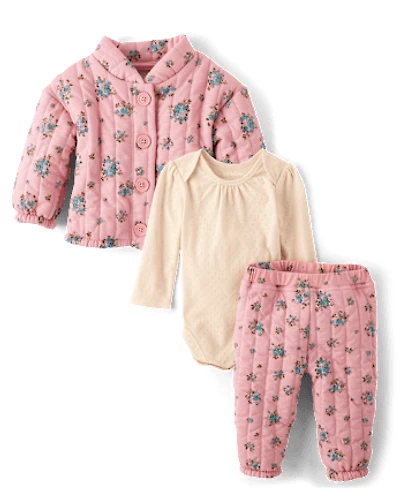Baby Girls Floral 3-Piece Playwear Set