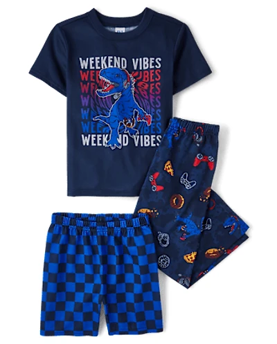 Boys Dino Weekend Vibes 3-Piece Pajama Set