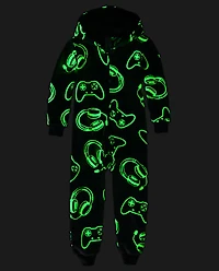 Boys Glow Gamer Sherpa One Piece Pajamas
