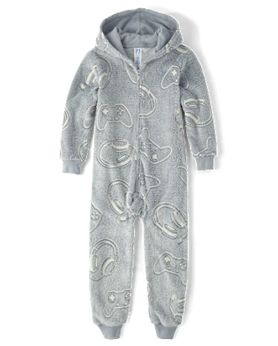 Boys Glow Gamer Sherpa One Piece Pajamas